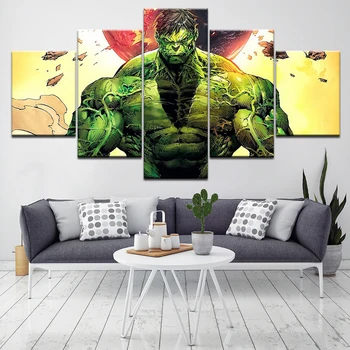 5 Modulárny panel HD vytlačené plátno na maľovanie Hulk plagát plátno tlačiť moderného domova wall art obrázok pre obývacia izba umelecké Diela