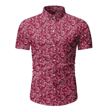 Pánske tlač košele camisa Voľné Muž 3D tričko blusa masculina Bežné Krátky Rukáv Zase Dole Golier košele mužov camisa masculina