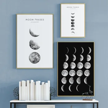 Full Moon Eclipse Plátno na Maľovanie Čierna a Biela Moon nástenné Maľby Cuadros Decoracion Salon obrazov na Stenu pre Obývacia Izba Kuchyňa
