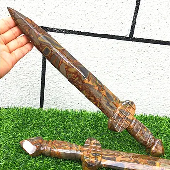2.2-2.25 LB pár Prírodného bambusu jaspis quartz meč tvar krištáľovo Liečenie 1pc