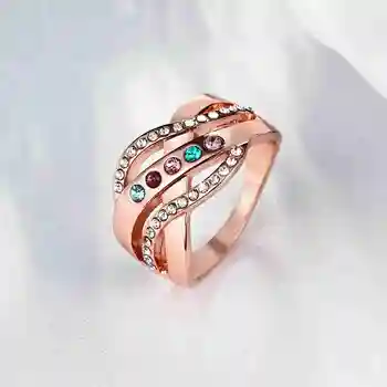 Hot predaj Módnych Nový Dizajn Značky Luxurio šperky zlatá farba snubný prsteň Kríž vzor vykladané kryštálmi krúžok mužov Elegantné