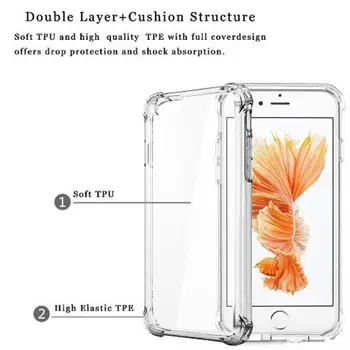 Silikónové puzdro Pre iPhone 12 11 pro XS Max XR X 6 7 8 Plus Crystal Clear TPU Ochranný Zadný Kryt Shockproof Telefón Prípade 50pcs