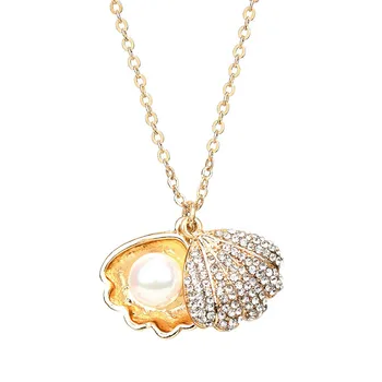 2020 Nové Lesklé Prívesok Crystal Pearl Náhrdelníky Nádherné Módne Rose Gold Sektor Shell Náhrdelník Ženy, Šperky, Doplnky