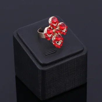 Moderný Dizajn Svadobné Červená Drahokamu Zlatá Farba Šperky Sady Náušnice Náramky Náhrdelníky Prstene Pre Ženy