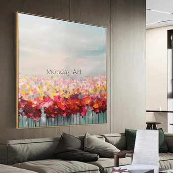 Veľká veľkosť umelecké diela Ručné kvet, olejomaľba Na Plátne Abstraktné krajinomaľbou Wall Art obrázok pre Obývacia Izba domova