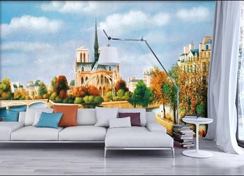 Vlastné 3D maľby,Európske rozprávky mesto krajiny olejomaľba abstraktných de parede,obývacia izba gauč TV na stenu stenu spálne papier