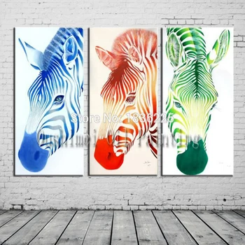 Horúce nové produkty pre 2018 olejomaľba svetlé farebné olejomalieb zebra zvieratá plátno olejomaľby pre spálne dekorácie