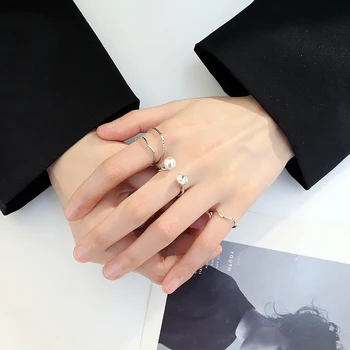 4Pcs/Nastaviť Módne Prsteň Vysoko Kvalitného Kovového Materiálu kórejských Žien Jednoduché Osobnosti Diamantový Prsteň Domáce Dekorácie Produkty