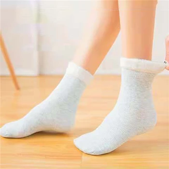 Ponožky Zimné Teplé Ženy Farebné Bavlna Plus Velvet Zahusťovanie Ponožky Priedušná A Potu-absorpciu Módne Polovice Ponožka
