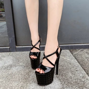 Sexy Farbou Stiletto Nepremokavé Platformu dámske Sandále 2020 NIUFUNI Nový Model, Super Vysoké Podpätky Hostiny, Svadobné Topánky
