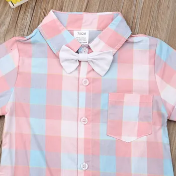 Detská Baby Boy Gentleman Vyhovovali Oblečenie Koberčeky T-Shirt motýlik Romper+Krátke Nohavice s Náprsenkou Batoľa Formálne 2 ks Oblečenie, Štýlové Kostýmy