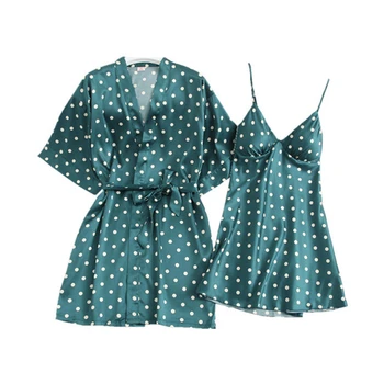Nové Japonských žien, Pyžamá халат Roztomilý Čerstvé Polka Dot sleepwear badjas Dvoch-dielny peignoir Sexy Pyžamá Home Service Ženský Župan