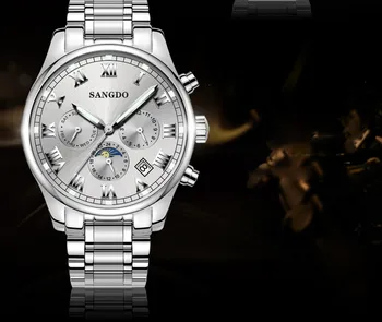 42mm Sangdo Business sledovať Automatickom Vietor pohyb Sapphire Crystal Mechanické multifunkčné pánske hodinky 052S