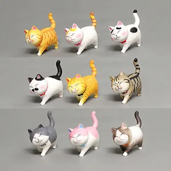 9Pcs/Set Mini PVC Animal Model Cat Bábika Údaje Hračka na Kreatívne Práce Ozdoby Roztomilý Bell Mačka Dekorácie Remesiel B1060