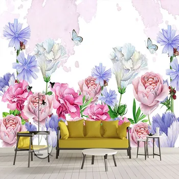 Foto Tapety na Európsky Štýl Ručne Maľované Pastoračnej Kvety Pozadí Nástenné Maľby Obývacia Izba TV Spálňa nástenné Maľby 3D Nálepky