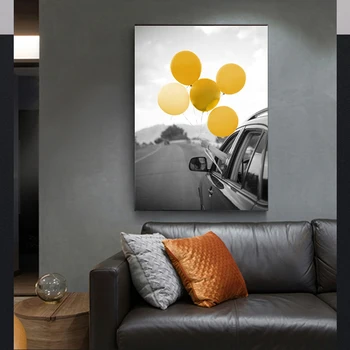 Street Nordic čierne a biele priemyselné štýl obývacej miestnosti, dekoratívne maľby gauč pozadí nástenné maľby nástenné