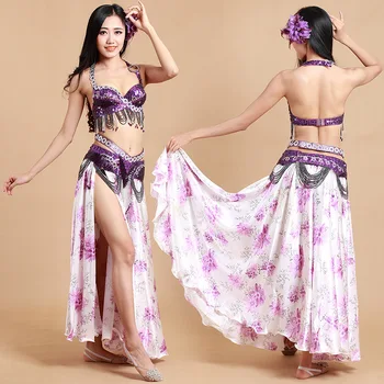 SIYOU Brušného Tanca Kostým Vykonanie Dancewear Indický Bollywood, Tanec Bellydance Oblečenie Perličiek Podprsenka +Pás Ceinture B/C/D pohár