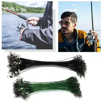 15 cm Zelená 20pcs/veľa Rybárskych Drôt Line Vodítku Lákať Fishhook Stopových Leader Otočný Nehrdzavejúcej Ocele Koľajových