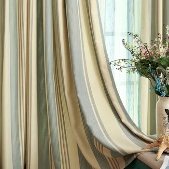 Helen Opony Americký pastoračnej štýl modernej bielizeň prúžok závesy pre obývacia izba skončil okno bielizeň tylu záclony HC17