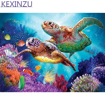 Kexinzu 5D DIY Plné Námestie Kolo Diamond Maľovanie Cross Stitch Zvierat Korytnačka 3D Diamond Výšivky Mozaiky Práce Hobby Darček