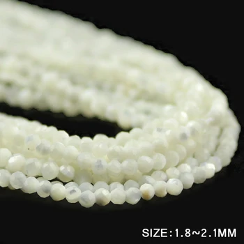 JHNBY 2 mm Tvárou Biele mušle loptu Kolo Prírodné Shell Kameň 38cm Malé Voľné korálky pre Šperky náramok, takže DIY Príslušenstvo