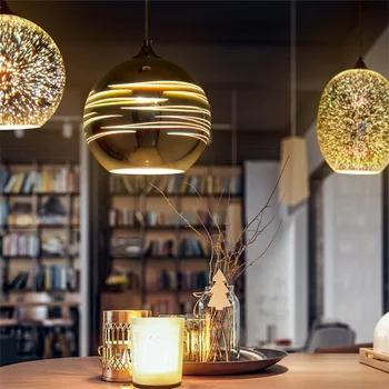 Loft priemyselné prívesok lampa sklenenú Guľu zrkadlové luster Jedáleň LED Žiarovka E27 Bar, Reštaurácia, kaviareň lesk zariadenia