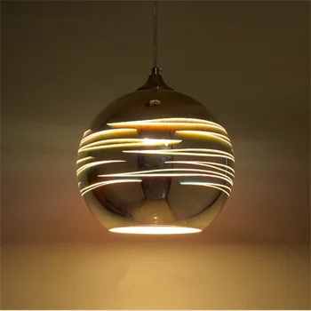Loft priemyselné prívesok lampa sklenenú Guľu zrkadlové luster Jedáleň LED Žiarovka E27 Bar, Reštaurácia, kaviareň lesk zariadenia