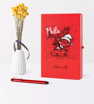 Osobné Vianoce Vianocami Santa Claus Téma Červená Notebook Pen Set-5