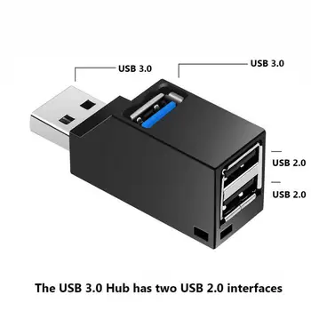 1Pc Hub3 Port Splitter 3.0 In-line USB HUB pre Rozšírenie Rozbočovač Pre PC, Notebook, U Diskov Čítačku Pre Mobilný Telefón