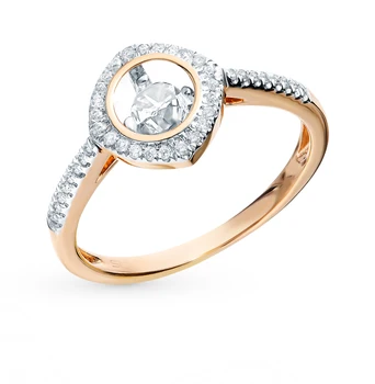 Zlatý prsteň s diamantmi slnečnému žiareniu vzorky 585