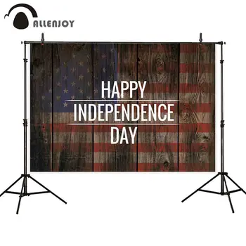 Allenjoy kulisu pre fotografické štúdio Šťastný Deň Nezávislosti usa vlajkou v pozadí Retro drevené dosky photocall