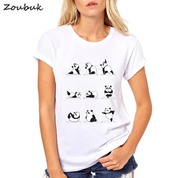Pug cvičenie Tlač Buldog T shirt Ženy Bežné Funny t-shirt Pre Lady Tee Topy Lumbálna panda cvičenia zábavné Ženské tričká