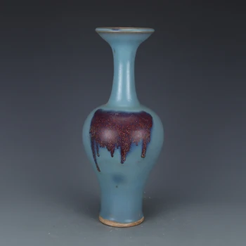 Starožitný SongDynasty porcelánová váza,glazúra Modrá červená spotte fľaše,Ručne maľované remesiel,Dekorácie,Zber a Ozdobu