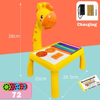 Deti Kreslenie Stôl s Projektor Náučné Hračky rysovaciu Dosku s Spev Funkcia Odnímateľný Premietacie Maľovanie Tabuľka Dieťa
