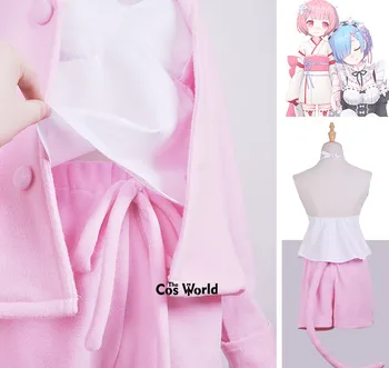 Re Nula Kara Hajimeru Isekai Seikatsu Ram Rem Mačka Pyžamo Nighty Nightgown Sleepwear Jednotné Oblečenie Anime Cosplay Kostýmy