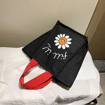 Leto, Slnko, Kvet Tlač Prenosné Big Bag 2020 Nový Japonský Plátené Tašky Ženskej Módy Wild Veľkú Kapacitu Tote Bag Obed Taška