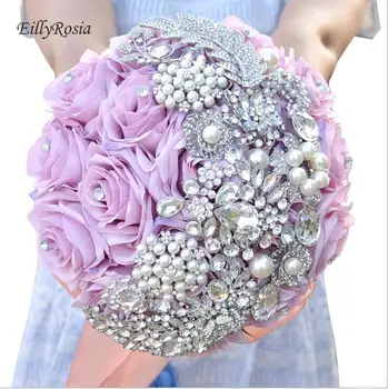 Elegantné Bling Pearl A Krištáľové Šperky, Svadobné Kytice, Svadobné Ruže Kvety Umelé Biela Nevesta Brošňa Bouquet de mariage