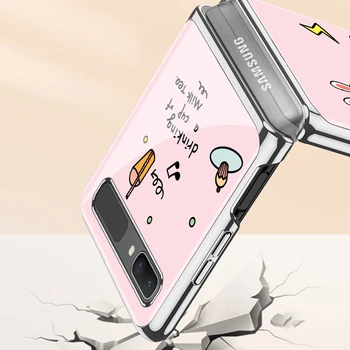 Z Flip Funda obal pre Samsung Galaxy Z Flip Z Fold 2 Tvrdeného Skla Shell Karikatúry Králik Coque Telefón puzdro Z Flip Capa