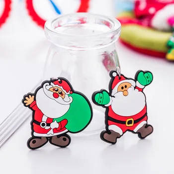 6 Ks Santa Claus Cartoon Silikónové prívesok na Snehuliak Keychains Vianočné Darčeky Roztomilý Prívesok Keyrings TT@88