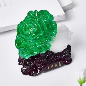 Starožitný Jade Kapusta Miniatúrne Sošky Socha Živice Ruyi Socha Izba Dekor Fengshui Ornament Domáce Dekorácie Príslušenstvo