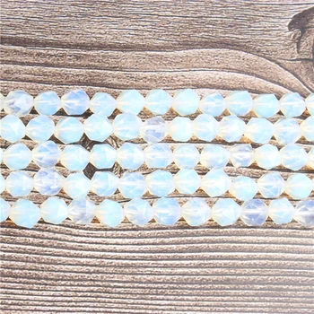 Lanli 6/8/10/12mm prirodzene zákrutách malé ploché biele opálové voľné korálky pre šperky DIY kameň náramky a náhrdelníky