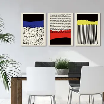 3 Kus Plátna Maľovanie Vytlačí Abstraktné Geometrické Línie Bodky Wall Art Multicolor Blok Plagát, Obraz Domova Drop Shipping