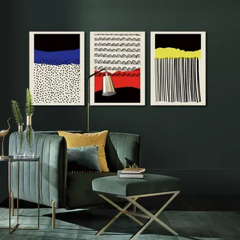 3 Kus Plátna Maľovanie Vytlačí Abstraktné Geometrické Línie Bodky Wall Art Multicolor Blok Plagát, Obraz Domova Drop Shipping