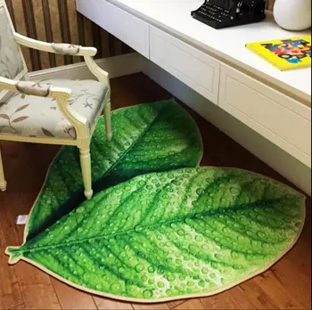3D Zelená dvojitá Listy Vzor Obývacia Izba, Spálňa Koberec Non-Slip Kúpeľňa kuchyňa Koberec pre Deti Domov Dekoratér Rohože