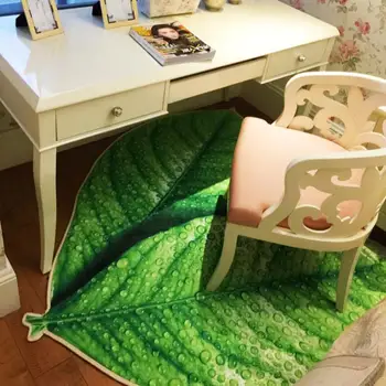 3D Zelená dvojitá Listy Vzor Obývacia Izba, Spálňa Koberec Non-Slip Kúpeľňa kuchyňa Koberec pre Deti Domov Dekoratér Rohože