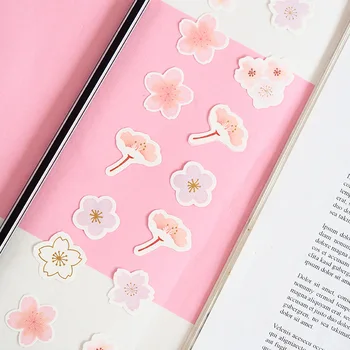 30pcs/ taška Ružová Biely Kvet Cherry Blossom Papiernictvo Dekoračné Nálepky