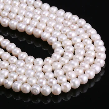 Ženy Pearl Šperky Príslušenstvo 8-9mm Kolo Prírodných Perál Sladkovodných Kultivovaných Korálky na Výrobu Náhrdelník Náramok 14Inches