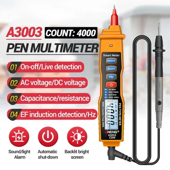 Digitálny Multimeter bezkontaktné Pero Typ 4000 Metrov sa Počíta s AC/DC Napätie, Odpor, Kapacitu Hz Tester Nástroj A3003