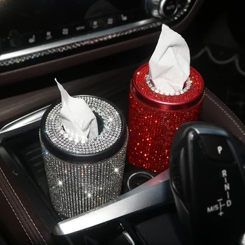 Klasické luxusné Nastavenie diamond auto dekorácie tkaniva box Tvorivé šumivé kolo pohodlné tkaniva kanister