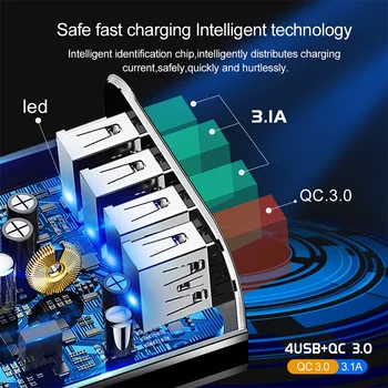 4 Multi USB-Port Nabíjačku Mobilného Telefónu 48W USB Rýchle Nabíjanie pre iPhone 12 X XS Samsung Huawei Mate40 P30 Stenu Cestovať Rýchlo Nabíjačka,